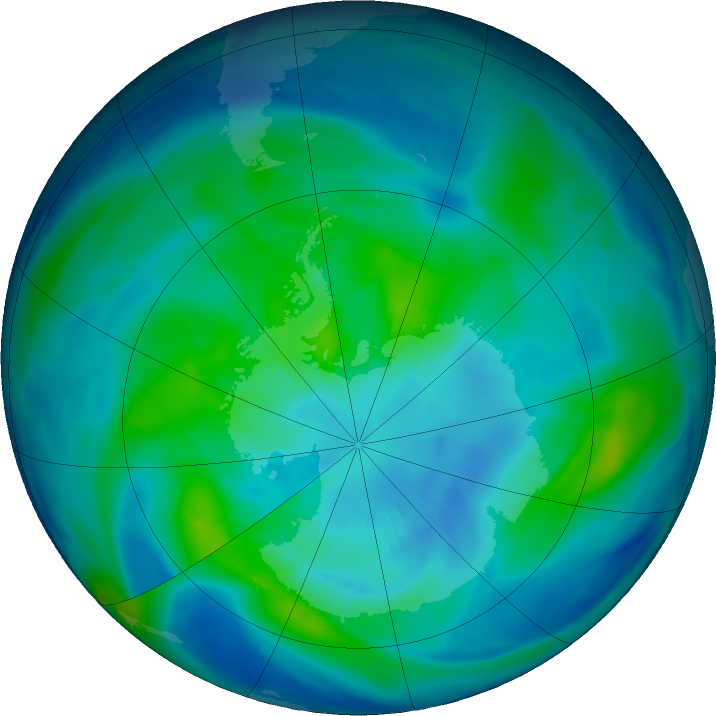 Antarctic ozone map for 29 March 2024